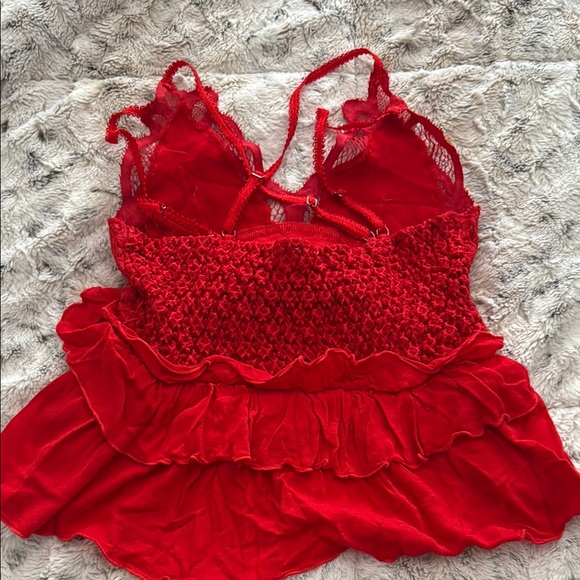 Red Lace and Ruffle Top - Picture 2 of 4